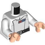 Lego Torso, Imperial Officer Uniform, Colonel, Black Belt, Blue/Red Rank Indicator print, White Arms, Light Nougat Hands / White