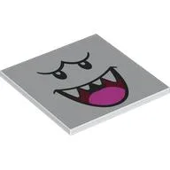 Tile 6 x 6 with King Boo Face, Dark Pink Tongue Print / White