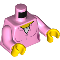 Lego Torso Sweater with Buttons, White Shirt Print, Bright Pink Arms, Yellow Hands / Bright Pink