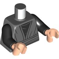Lego Torso, Robe, Black Shirt print, Black Arms, Light Nougat Hands / Dark Bluish Gray