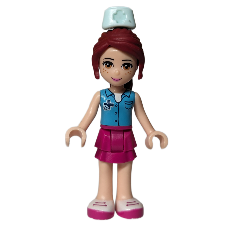 Lego Mia - Medium Azure Shirt, Magenta Skirt, Veterinarian, Nurse Hat