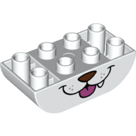 Lego Duplo Brick 2 x 4 Curved Bottom with Dog Nose and Mouth, Tongue, Tooth print