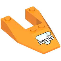 Brick Wedged, Sloped 6 x 4 Cutout, No Stud Notches with Arctic Logo Print / Orange
