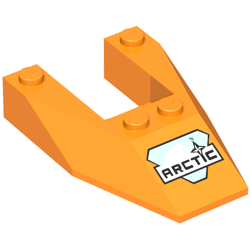 Lego Brick Wedged, Sloped 6 x 4 Cutout, No Stud Notches with Arctic Logo Print / Orange