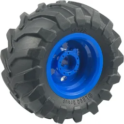 Wheel 30.4mm D. x 20mm with No Pin Holes and Reinforced Rim with Black Tire 56 x 26 Tractor (56145 / 70695) / Blue