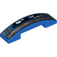 Lego Brick Curved 4 x 1 Double with No Studs and Bumper, Mouth, and Damaged Teeth Print / Blue
