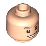 Lego Minifig Head Sanji, Dark Tan Eyebrows, Smirk / Mean Grin / Light Nougat
