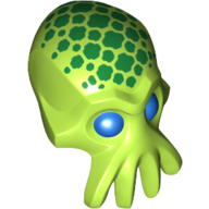 Lego Minifig Head Special, Alien with 4 Mouth Tentacles and Blue Eyes and Green Spots Print / Lime