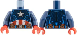Torso Armor Outline with White Star on Chest, Red and White Stripes Pattern / Dark Blue Arms / Red Hands