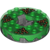 Turntable 6 x 6 Round Pearl Titanium Base Serrated with Black and Orange Print / Trans-Green