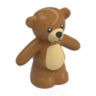 Animal, Bear / Teddy, Arms Down with Black Eyes, Nose and Mouth / Tan Belly Print / Medium Nougat