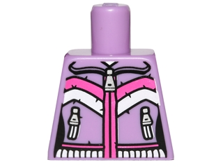 Lego Torso Female Zipper, 2 Zipper Pockets and Pink and White Stripes Pattern