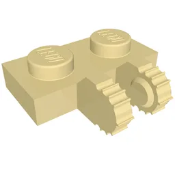 Hinge Plate 1 x 2 Locking with 2 Fingers on Side, 7 Teeth / Tan