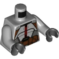 Torso Clone Trooper Armor, Dark Bluish Gray Panels, Reddish Brown Utility Belt Print (Tech), Light Bluish Grey Arms, Black Hands / Light Bluish Gray