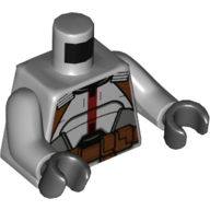 Lego Torso Clone Trooper Armor, Dark Bluish Gray Panels, Reddish Brown Utility Belt print (Tech), Light Bluish Grey Arms, Black Hands / Light Bluish Gray