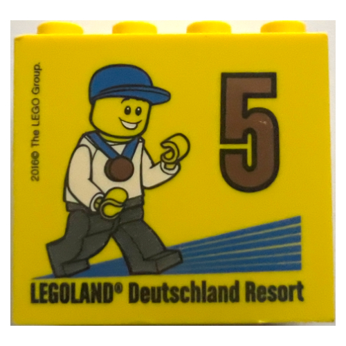 Lego Brick 2 x 4 x 3 with 'LEGOLAND Deutschland Resort 5 2016' (Besuchsmeister Bronze) Print / Yellow
