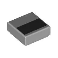 Tile 1 x 1 with Black Rectangle Print / Light Bluish Gray