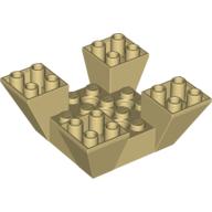 Lego Brick Sloped Inverted 65° 6 x 6 x 2 Quad with Cutouts / Tan