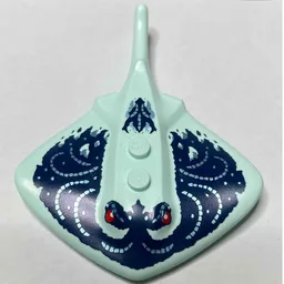 Animal, Stingray with Dark Blue Markings, Red Eyes Print / Light Aqua