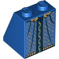 Brick Sloped 65° 2 x 2 x 2 with Gold and Dark Blue Robe Print / Blue