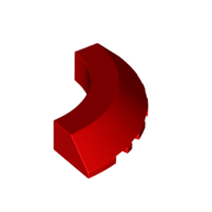 Lego Brick Round Corner 5 x 5 x 1 Slope, Bottom Cut Outs, No Studs, Flat Top / Red