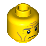 Lego Minifig Head Roman Emperor, Gray Eyebrows, Wrinkles, Downturned Mouth Print [Blocked Open Stud] / Yellow