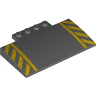 Brick Curved 5 x 8 x 2/3 with Yellow Danger Stripes Print / Dark Bluish Gray