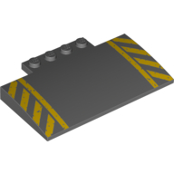 Lego Brick Curved 5 x 8 x 2/3 with Yellow Danger Stripes Print / Dark Bluish Gray
