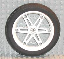 Lego Wheel 61.6mm D. x 13.6mm Motorcycle, with Black Tire 81.6 x 14.2 Motorcycle Z Racing Tread (2903 / 6596)