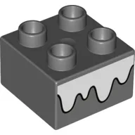 Duplo Brick 2 x 2 with Snow Print / Dark Bluish Gray