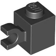 Brick Special 1 x 1 with Clip Horizontal / Black