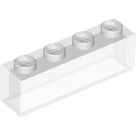 Brick 1 x 4 without Bottom Tubes / Trans-Clear