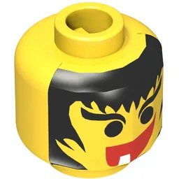Minifig Head Witch, Hair Framed Face, Eyebrows and 1 Tooth in Mouth Print [Blocked Open Stud] / Yellow