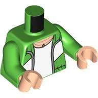 Torso, Jacket, White Shirt, Necklace Print, Bright Green Arms, Light Nougat Hands / Bright Green