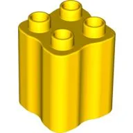 Duplo Brick 2 x 2 x 2 with Indented Sides (Tree Trunk) / Yellow