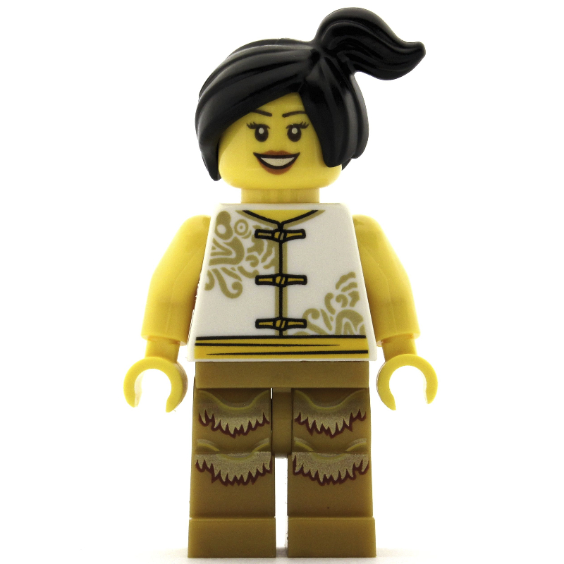 Lego Woman, White Robes with Ties, Black Hair