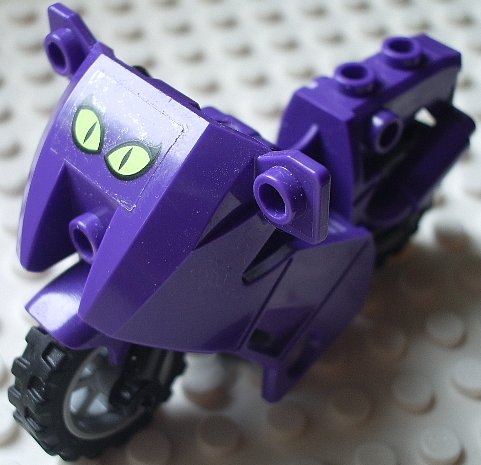 Lego Motorcycle City with Black Chassis, Light Bluish Gray Wheels and Fairing with Cat Eyes Pattern (Sticker) - Set 7779