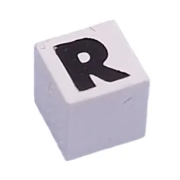 Modulex Tile 1 x 1 with Black 'R' Print with No Lining / Modulex White
