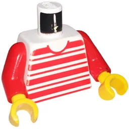 Torso, Horizontal Red Stripes Print, Red Arms, Yellow Hands