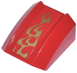 Slope, Curved 2 x 2 Lip with Gold Flames Top Half Pattern (Sticker) - Set 70500