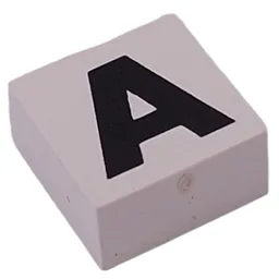 Modulex Tile 2 x 2 with Black 'A' Print, without Internal Supports
