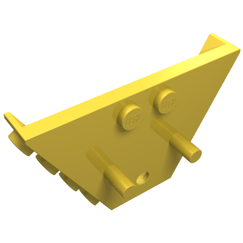 Lego Panel, Trapezoid, Tipper End Flat with Pins, 1 x 2 Anti-studs / Yellow