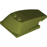 Lego Brick Wedged, Curved 6 x 4 x 1 1/3 with 4 x 4 Base [Plain] / Olive Green