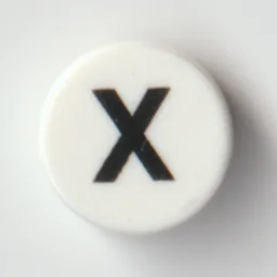 Tile Round 1 x 1 with Black 'X' Print