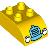Duplo Brick 2 x 3 with Curved Top with Headlights Print / Yellow