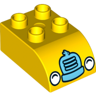 Lego Duplo Brick 2 x 3 with Curved Top Grill, Headlights Print / Yellow