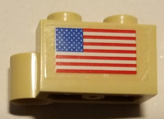 Lego Hinge Brick 1 x 4 Swivel Base with United States of America (USA) Flag Pattern (Sticker) - Set 10029