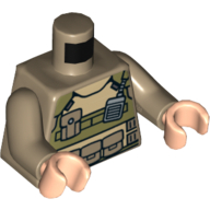 Lego Torso Armor, Olive Green Body Chestplate, with Radio and Pockets Print, Dark Tan Arms, Light Nougat Hands / Dark Tan