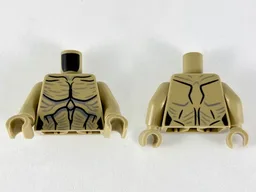 Torso Alien with Black Muscle Contours and Dark Bluish Gray Highlight Lines Pattern / Dark Tan Arms / Dark Tan Hands