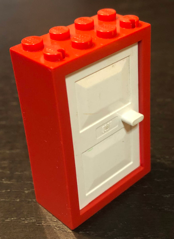 Lego Door, Frame 2 x 4 x 5 with White Door 1 x 4 x 5 (4130 / 4131)